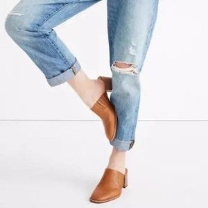 Madewell The Carey Amber Brown Leather Mules Shoes Women Size 10
